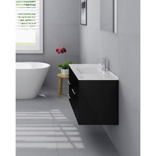 Mobella 900mm Gloss Black Wall Hung Single Vanity