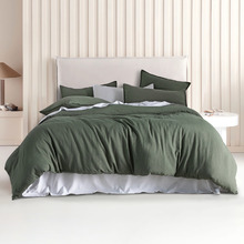 Khaki Green Brett Vintage Washed Microfibre Quilt Cover Set
