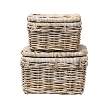 2 Piece Wilmington Lidded Rattan Hamper Set