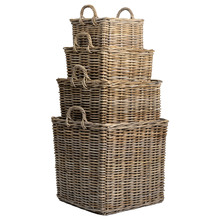 4 Piece Westminster Cane Square Storage Basket Set