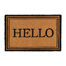 Black Oxford Hello Coir Doormat