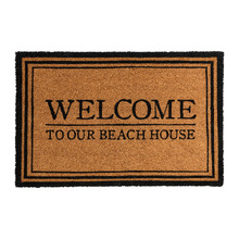 Black Oxford Welcome Beach Coir Doormat