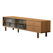 150cm Preston Oak Wood & Glass TV Unit