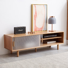 150cm Baros Fluted Glass American Oak Entertainment Unit