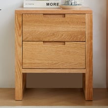 Ivy 2 Drawer American Oak Wood Bedside Table