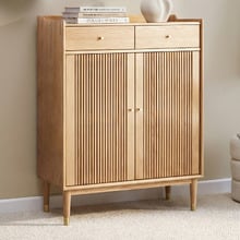 Baros 2 Door Oak Wood Shoe Cabinet