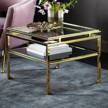 Gold Cordova Glass & Stainless Steel Side Table