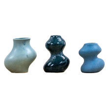 3 Piece Blue Stanley Ode Clay Vase Set