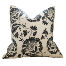 Navy & White Bloom Cotton Cushion Cover