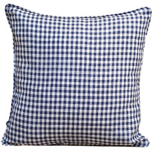 Blue & White Checkered Cotton-Blend Cushion Cover
