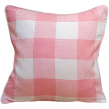 Pink & White Checkered Cotton-Blend Cushion Cover