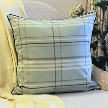 Ash Green Check Yash Cotton Cushion Cover