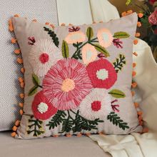 Poppy Reva Embroidered Cotton Cushion Cover