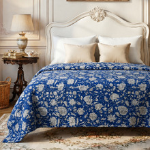 Blue Darcy Cotton King Bedspread