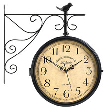 30cm Brown Antique-Style Double Sided Wall Clock