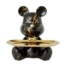 Black & Gold Bear Brick Decorative Tray