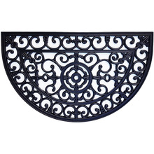 Wrought Iron Fleur De Lis Rubber Half Moon Doormat