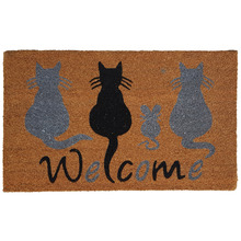 Welcome With Cats & Mouse Coir Doormat
