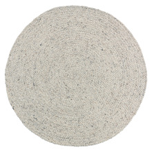 Cream Audun Braided Wool Round Rug