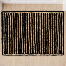 Natural & Black Khulan Hand-Woven Jute & Wool Doormat