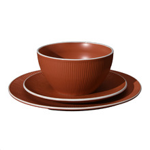 12 Piece Matte Glaze Ribbed Dinner Set