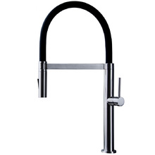 Luxus Chrome & Matte Black Slim Pull-Out Kitchen Mixer
