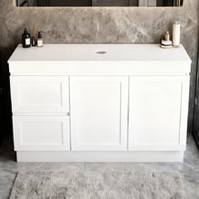 Stefania 1200mm Matte White Freestanding Single Vanity with Stone Countertop