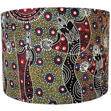 Dancing Spirit Aboriginal Red Canvas Lamp Shade