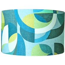 Mid-Century Blue & Green Linen Lamp Shade