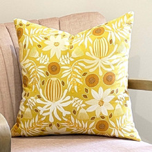 Mustard Fallon Wattle Cotton Canvas Cushion