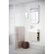 Lottie V-Groove 480mm Wall Hung Small Space Vanity with Ceramic Countertop