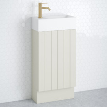 Lottie V-Groove 480mm Freestanding Small Space Vanity with Ceramic Countertop