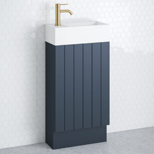 Lottie V-Groove 480mm Freestanding Small Space Vanity with Ceramic Countertop