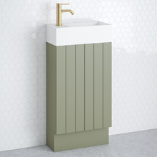 Lottie V-Groove 480mm Freestanding Small Space Vanity with Ceramic Countertop
