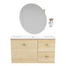 Florida Ensuite 800mm Wall Hung Vanity Package with Round Shaving Cabinet