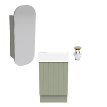 Lottie V-Groove 480mm Small Space Vanity Package with Shaving Cabinet