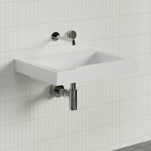 Essential Accessible 600mm Gloss White Rectangular Composite Wall Hung Basin