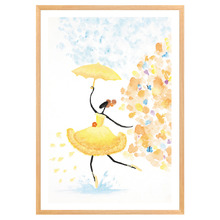 Yellow Singing in the Rain Printed Wall Art