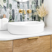 Gloss White Fluted Archie Arched Ceramic Basin