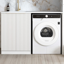 Bondi Pure White Laundry Cabinet with 1300mm Extended Countertop & Sink