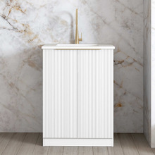 Bondi 650mm Matte White Laundry Cabinet with Countertop & Sink