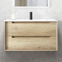 Byron 900mm Wall Hung Single Vanity with Ceramic Countertop