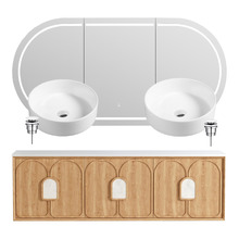 Laguna 1800mm Wall Hung Double Vanity with LED Shaving Cabinet