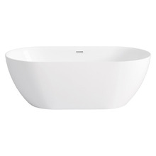 Manolo Gloss White Oval Acrylic Freestanding Bath with Overflow