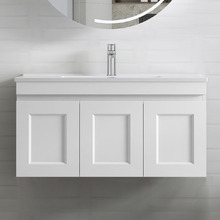 Hampton 900mm Satin White Wall Hung Single Vanity