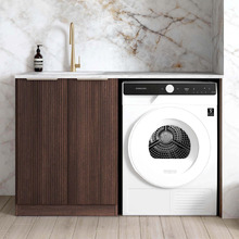 Havana 1300mm Sable Walnut Laundry Tub and Cabinet with Marble Countertop