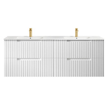 Noosa 1500mm Satin White Wall Hung Double Vanity with Ceramic Countertop