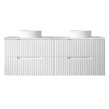 Noosa 1500mm Satin White Wall Hung Double Vanity with Solid Surface Countertop
