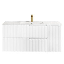 Noosa 1200mm Satin White Wall Hung Single Vanity with Ceramic Countertop