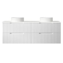 Noosa 1500mm Satin White Wall Hung Double Vanity with Solid Surface Countertop